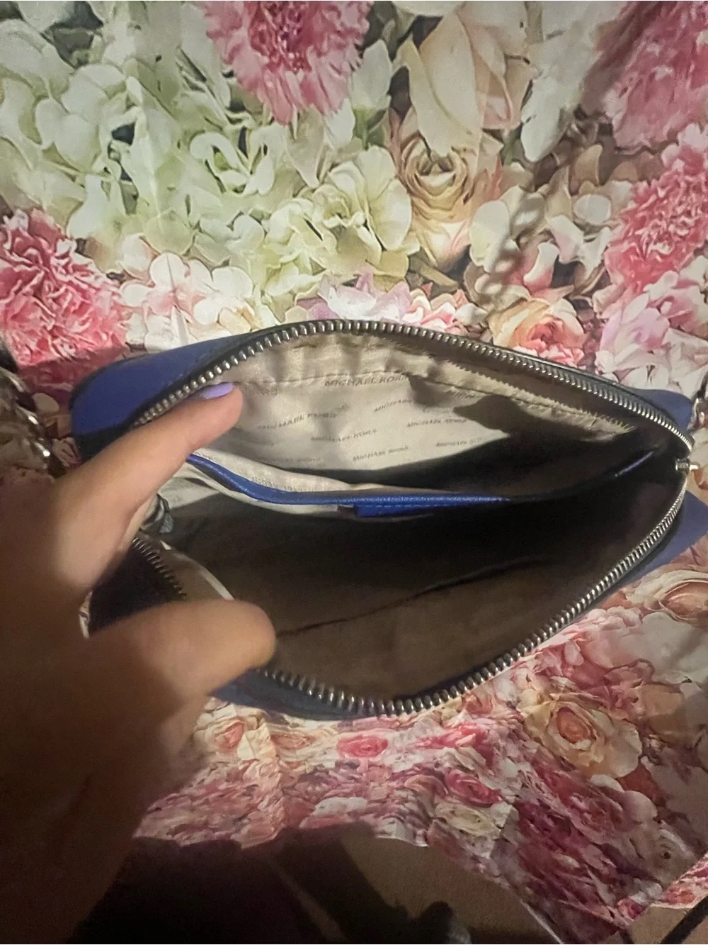 Michael Kors Royal Blue Leather Chain-Strap Crossbody